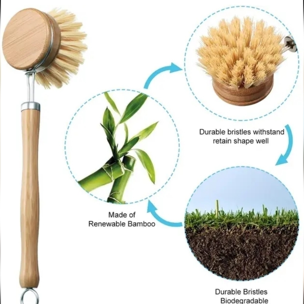 100% All Natural Bamboo Dish Brush SET - Picture 5 of 13